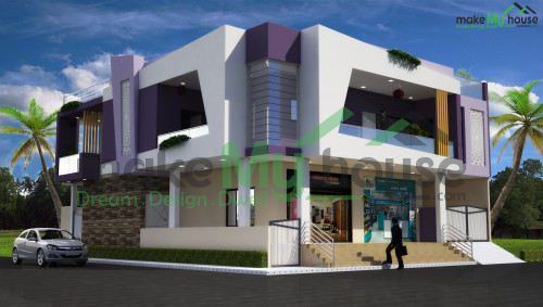 Residential Cum Commercial Duplex 3d Elevation 