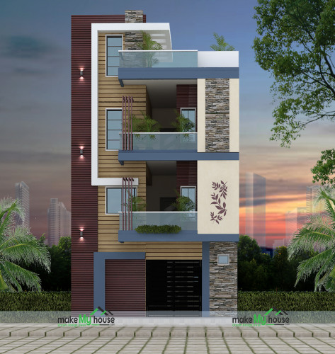 3 floors building elevation design
