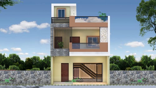 2-Floor-House-Exterior- | Architecture Design | Naksha Images | 3D Floor  Plan Images | Make My House Completed Project