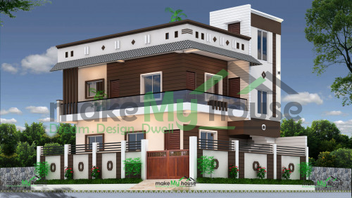 44 38 Front Elevation 3d Elevation House Elevation