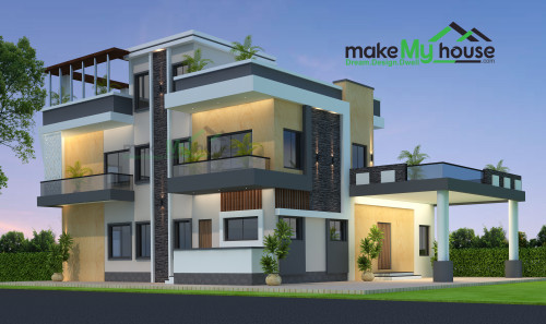 Side-View-Of-Residential-House | Architecture Design | Naksha Images | 3D  Floor Plan Images | Make My House Completed Project