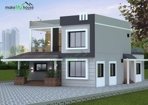 Side-View-Of-Residential-House | Architecture Design | Naksha Images | 3D  Floor Plan Images | Make My House Completed Project