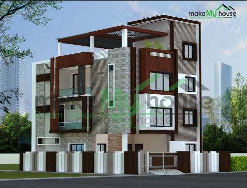 Three Storey House Plan Architecture Design Naksha Images 3d Floor Plan Images Make My House Completed Project