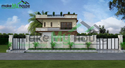 Duplex 3D Front Elevation 