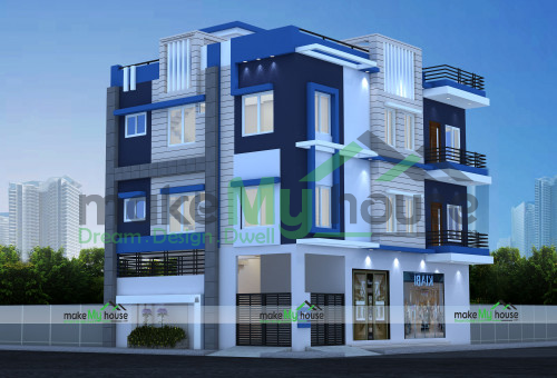 Triplex 3D Corner Elevation