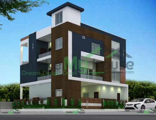 Triplex 3D Corner Elevation