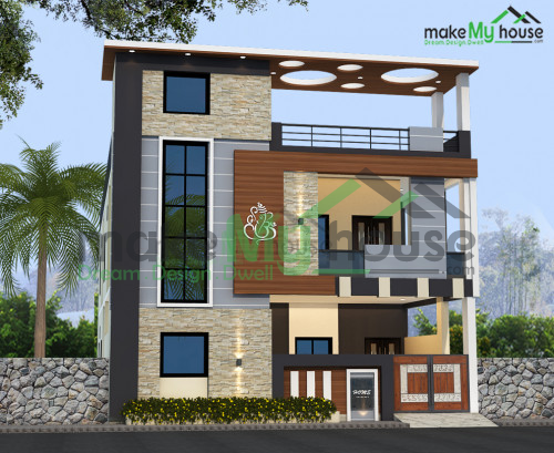 Duplex 3D Front Elevation