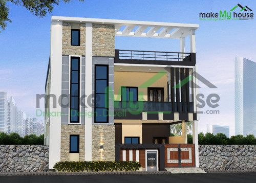 Duplex 3D Front Elevation