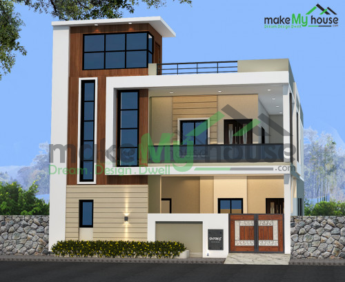 Duplex 3D Front Elevation