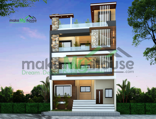 Triplex 3D Front Elevation