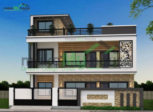 Duplex 3D Front Elevation