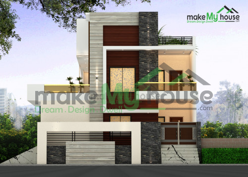 Duplex 3D Front Elevation