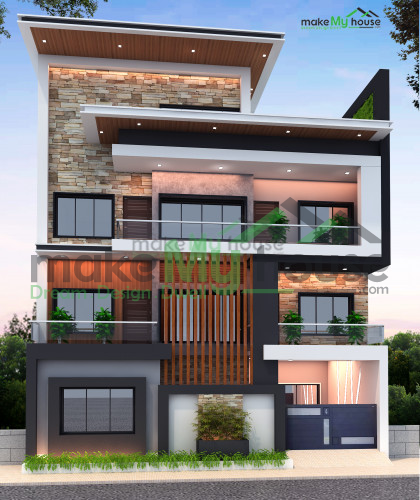 Triplex 3D Front Elevation