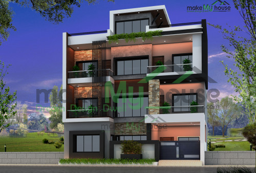 Triplex 3D Front Elevation