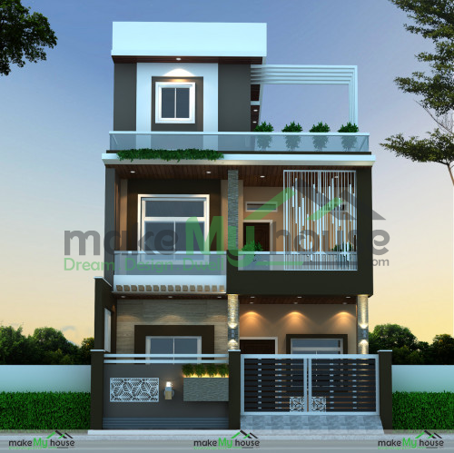 Triplex 3D Front Elevation