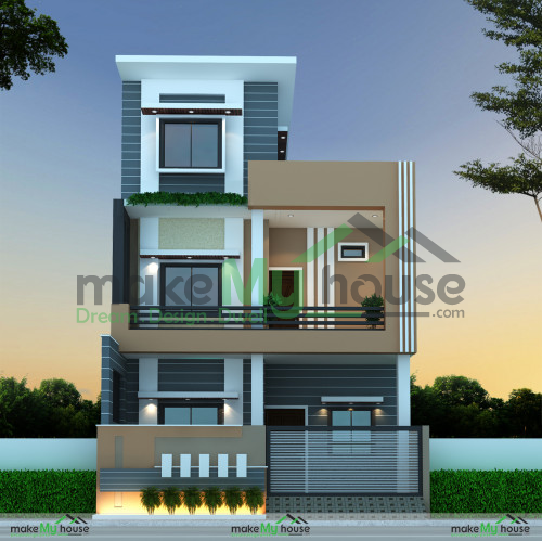 Triplex 3D Front Elevation