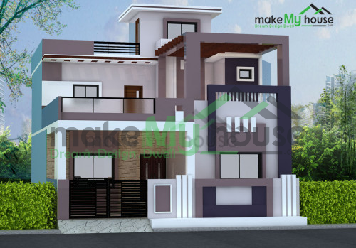 Duplex 3D Front Elevation