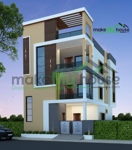 Triplex 3D Corner Elevation