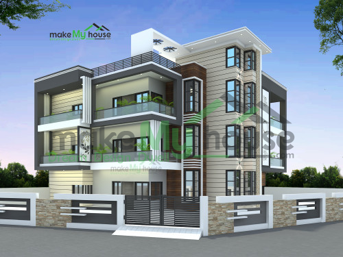 Triplex 3D Corner Elevation