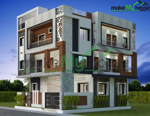 Triplex 3D Corner Elevation