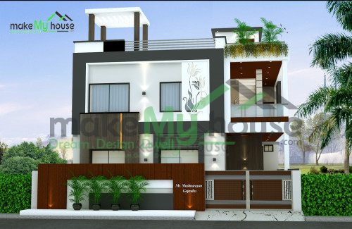 Duplex 3D Front Elevation