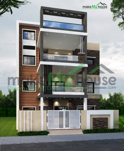 Triplex 3D Front Elevation