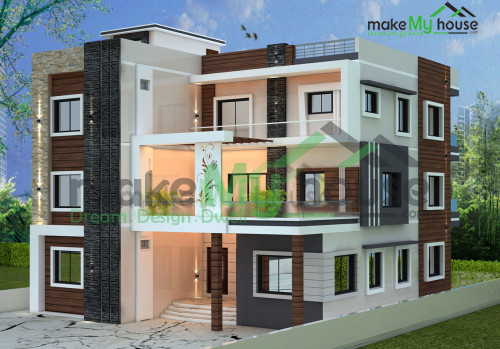 Triplex 3D Corner Elevation