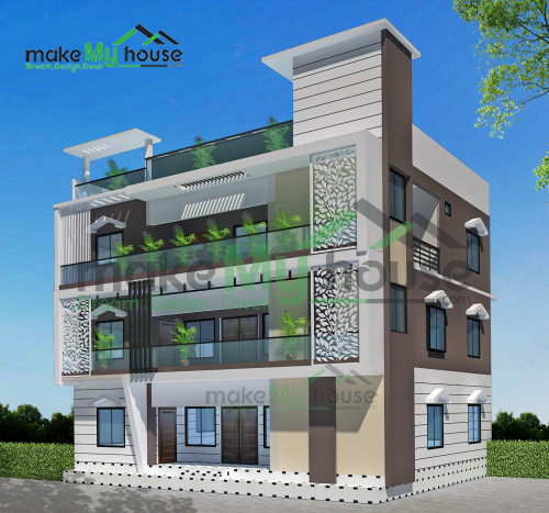 Triplex 3D Corner Elevation