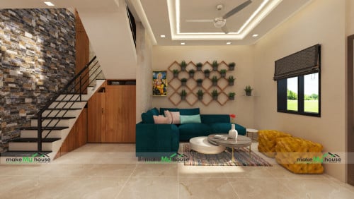 East-Facing-House-Interior-Design | Architecture Design | Naksha Images |  3D Floor Plan Images | Make My House Completed Project