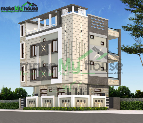 Triplex 3D Corner Elevation