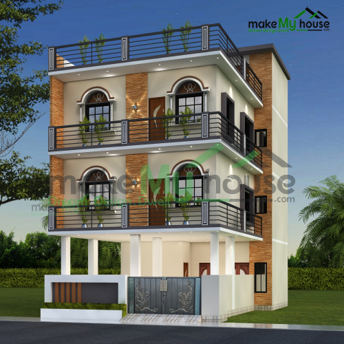 Triplex 3D Corner Elevation