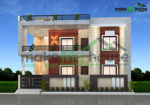 Duplex 3D Front Elevation