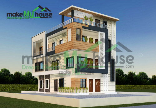 Triplex 3D Corner Elevation