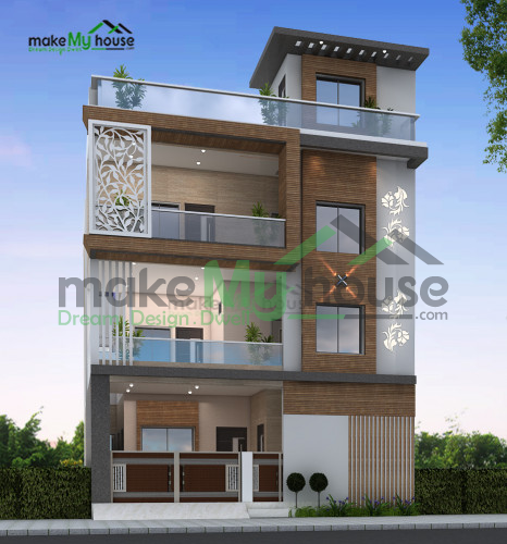 Triplex 3D Front Elevation