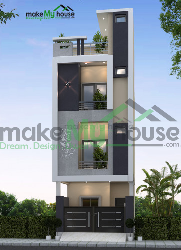 Triplex 3D Front Elevation