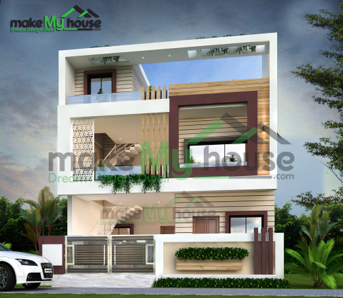 Duplex 3D Front Elevation