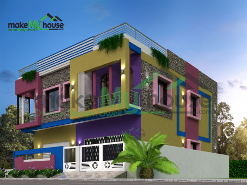 Duplex 3D Corner Elevation