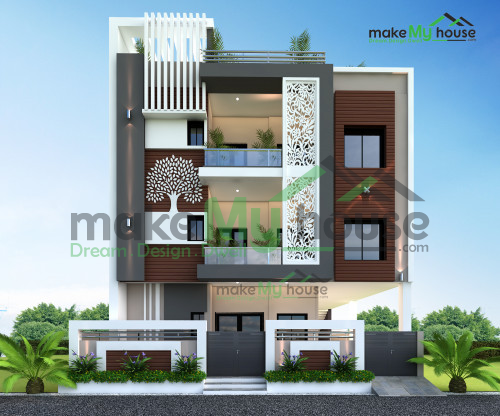 Triplex 3D Front Elevation