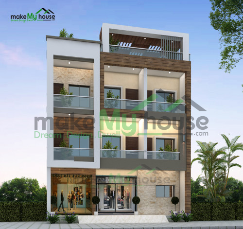 Triplex 3D Front Elevation