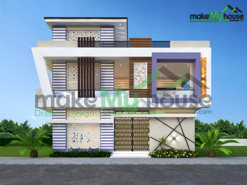 Duplex 3D Front Elevation