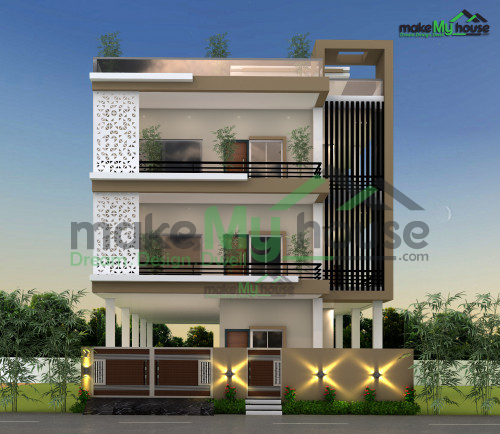 Triplex 3D Front Elevation