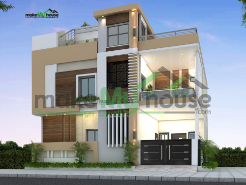 Triplex 3D Front Elevation