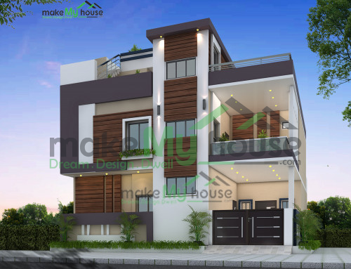 Triplex 3D Front Elevation