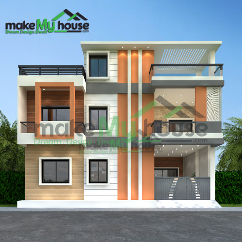 Duplex 3D Front Elevation