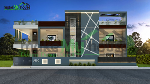 Duplex 3D Front Elevation