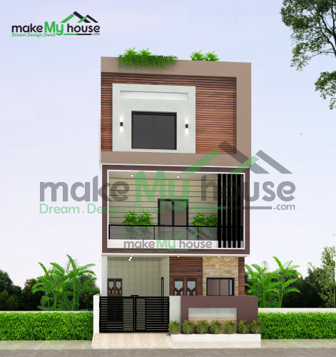 Triplex 3D Front Elevation