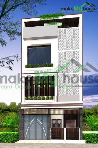 Triplex 3D Front Elevation