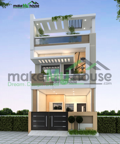 Triplex 3D Front Elevation