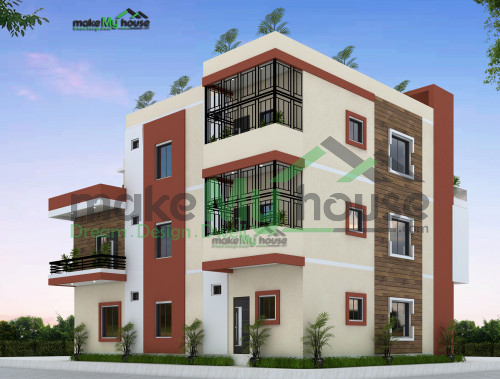 Triplex 3D Corner Elevation