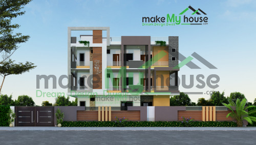 Triplex 3D Front Elevation